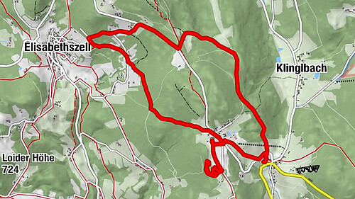 Grün - Maibrunn - Waldwipfelweg - Elisabethszell - Grün