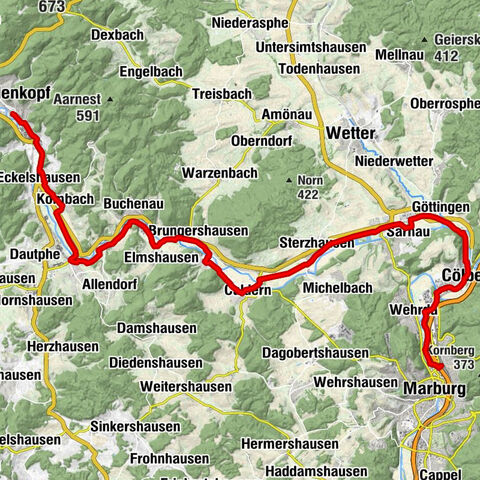 Lahnradweg 2nd stage upstream Marburg - Biedenkopf