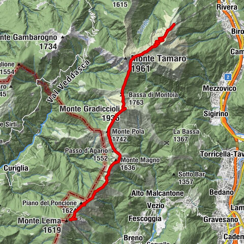 Monte Lema über Monte Tamaro zur Alpe Foppa