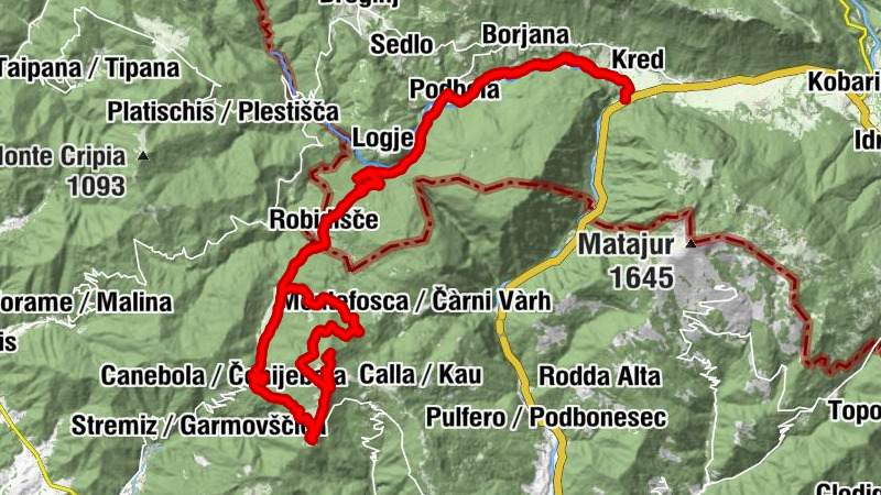 Von Robič über Podebla auf den Mt. Juànaz