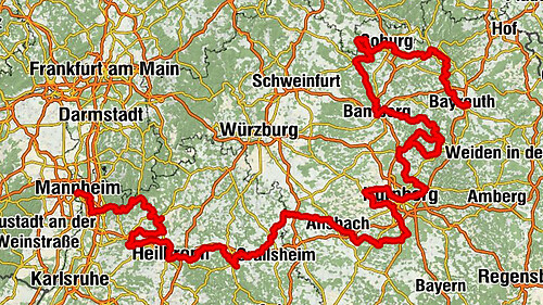 Radweg "Burgenstraße": Gesamtstrecke