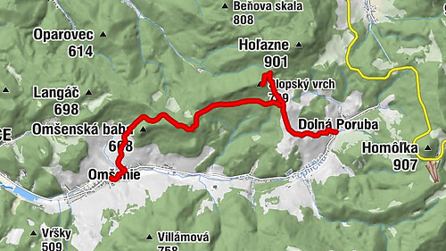 Dolná Poruba - svätého Martina - Slopský vrch - Omšenie