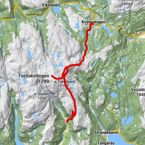 Bjørnafjorden - Tveitakvitingen - Mødal - Kvamskogen