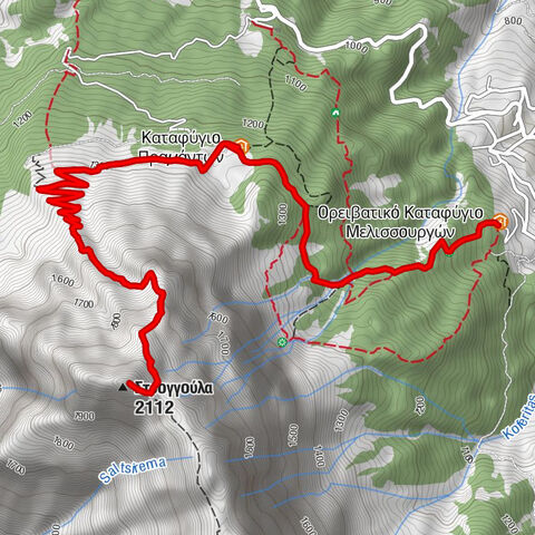 Ορειβατικό Καταφύγιο Μελισσουργών - Στρογγούλα - Καταφύγιο Πραμάντων