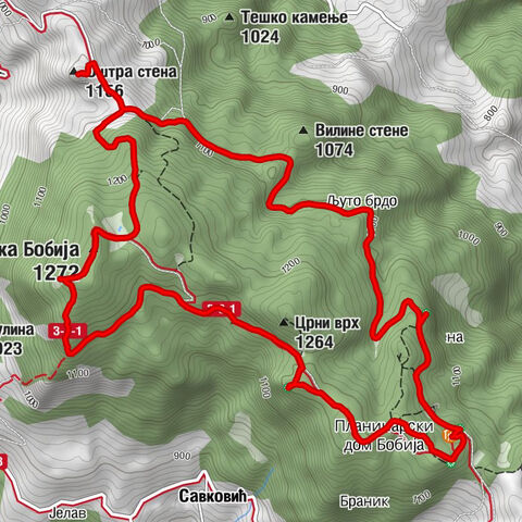 Планинарски дом Бобија - Оштра стена - Торничка Бобија - Црни врх