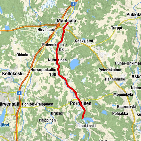 Mäntsälä - Horsmankallio - Pornaisten kirkko - Kotojärvi