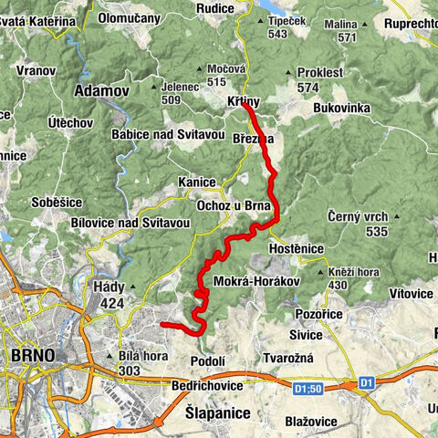 Líšeň - kaple Panny Marie Líšeňské - U Jelena - Křtiny