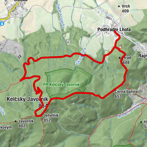 Podhradní Lhota - Hrad - Kelčský Javorník - Jehelník