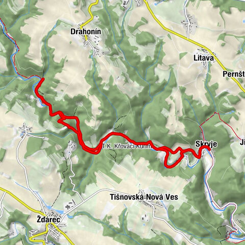 Skryje - Šafránkův mlýn - Vodopády v Trenckově rokli - Havlov