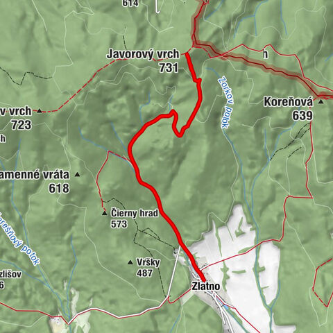 Zlatno - Turistická útulňa Zlatno - Rybárov - Javorový vrch