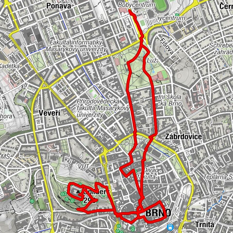 Zábrdovice - Špilberk - Betlémský kostel - Černá Pole