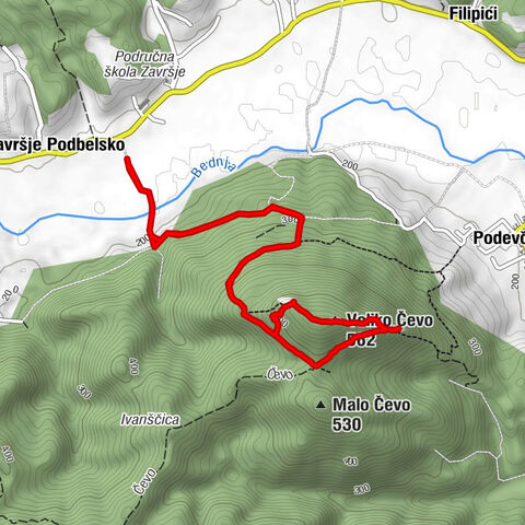 Završje Podbelsko - Vidikovac Čevo - Veliko Čevo