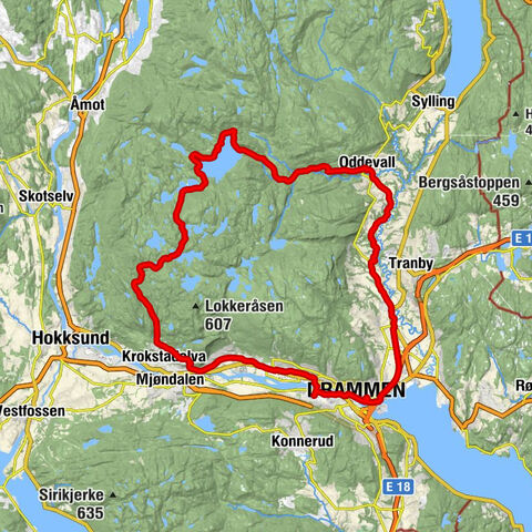 Gulskogen - Drammen - Nedre Eiker kapell - Solberg kapell - Fredtun
