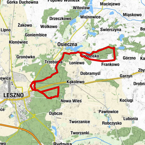 Leszno Grzybowo - Leszno - Trzebania - Stanisławówka