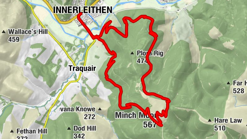 Innerleithen - Minch Moor - Caddonbank Wood - Saffron