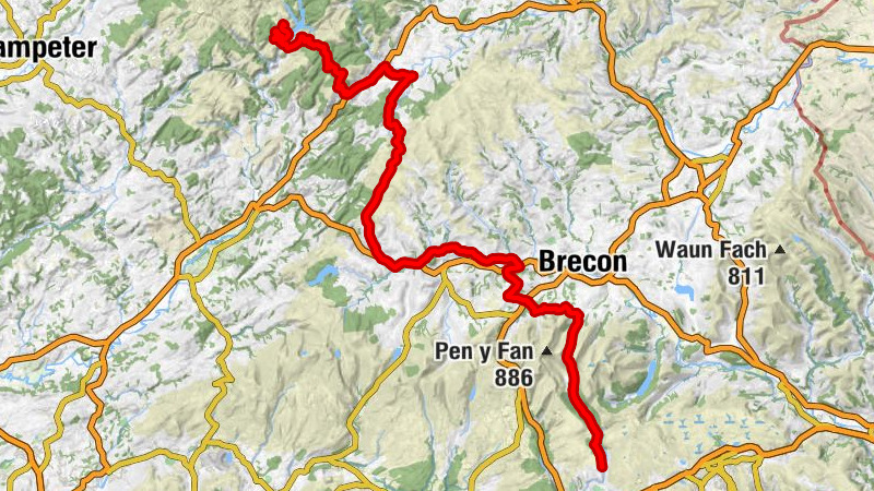 Pontsticill - Bwlch ar y Fan - Mynydd Bwlch-Y-Groes - Llanwrtyd Wells