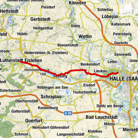Lutherweg Luthersadt Eisleben nach Halle/Saale