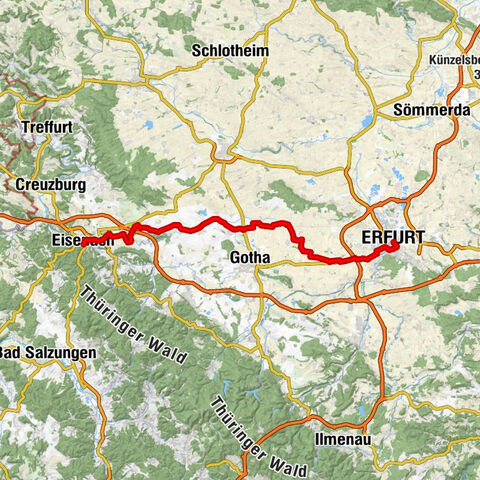 Cycle route "Nessetal cycle path" – From Erfurt to Eisenach